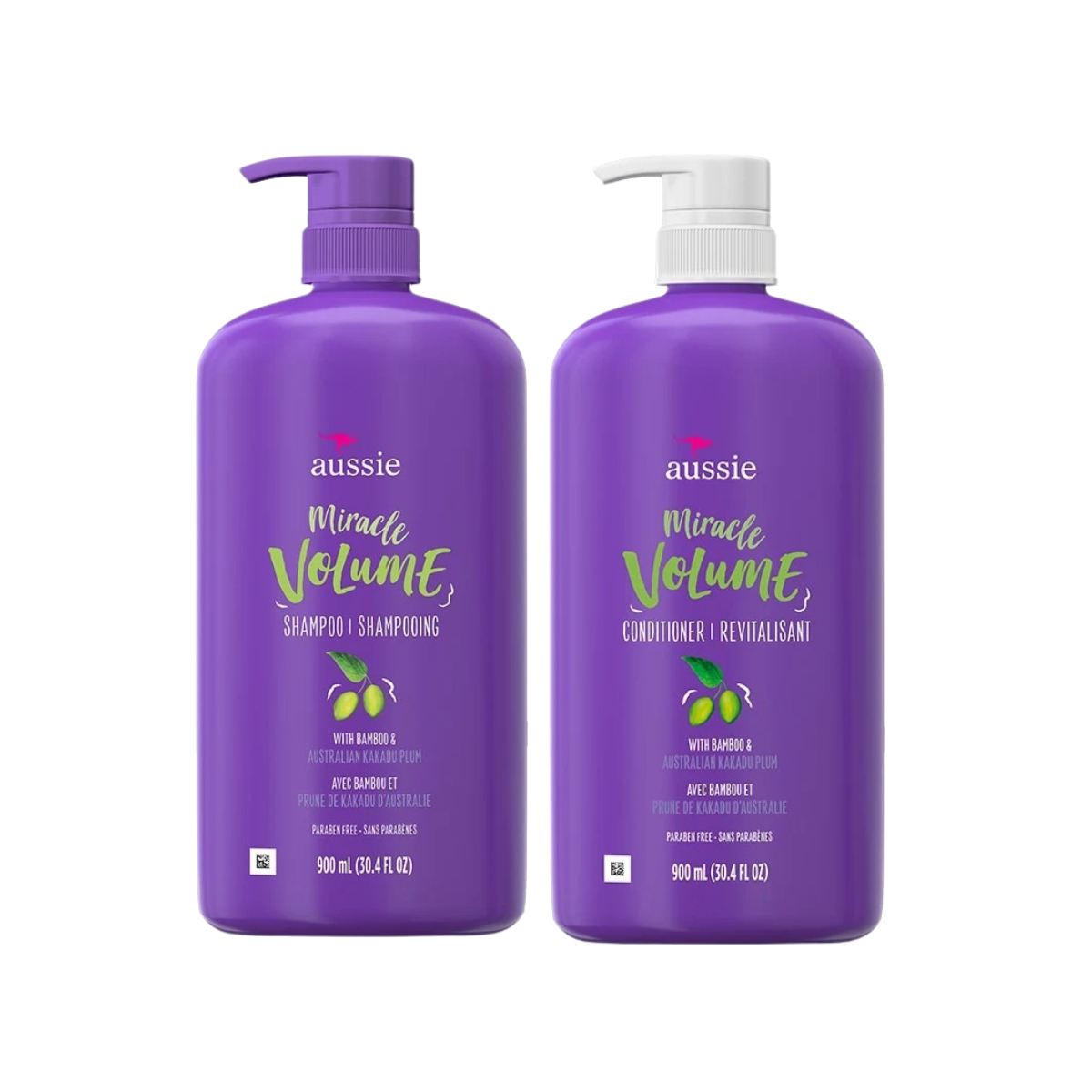 Aussie Miracle Volume with Plum & Bamboo แชมพู ครีมนวดสำหรับผมลีบแบน เพิ่มความหนาให้เส้นผม ขนาด 30.4 Oz. / 900 mL