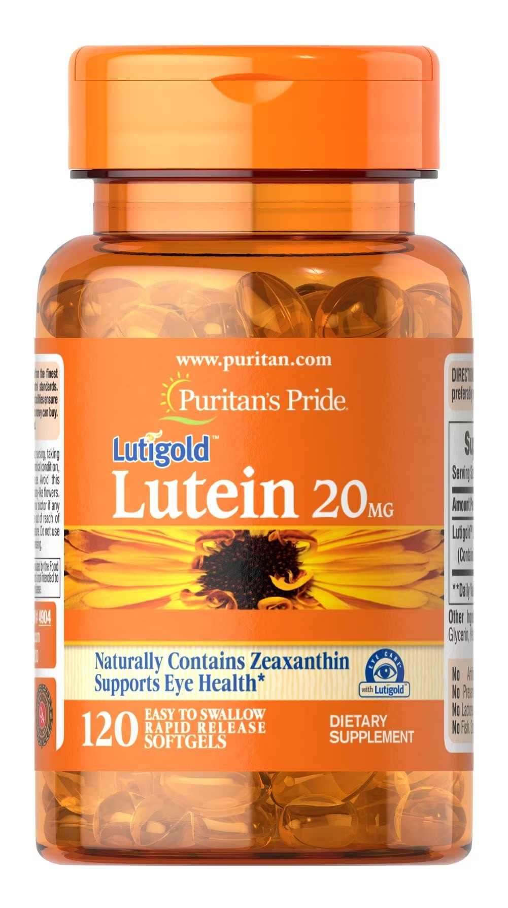 Puritan's Pride Lutein 20 mg with Zeaxanthin Softgels, Supports Eye Health วิตามินช่วยดูแลสุขภาพดวงตา
