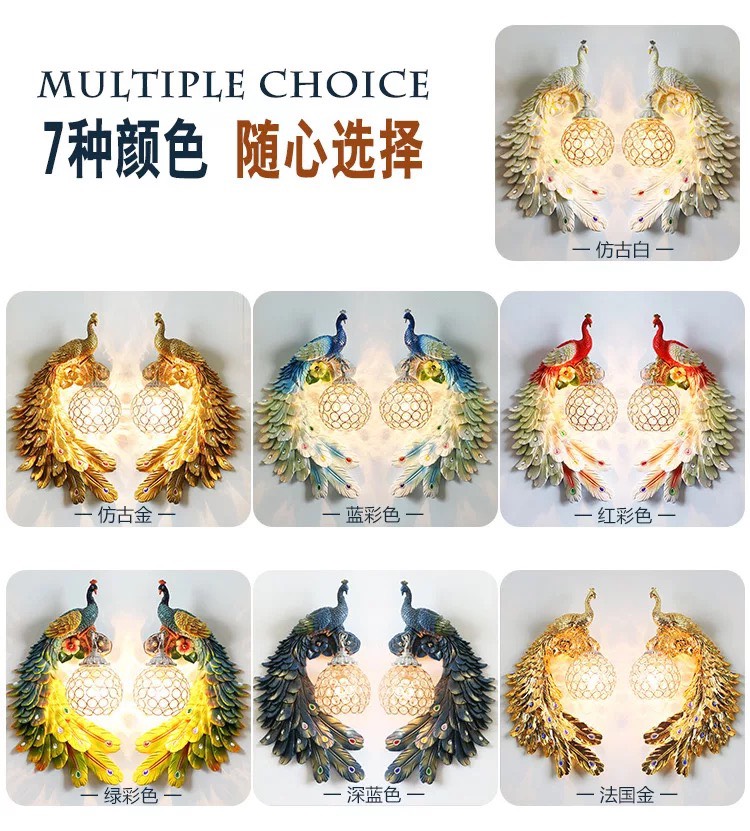 CT005A005 SOTMIA นกยูง โคมไฟ โคมไฟนกยูง โคมไฟหัวเตียง โตมไฟติดผนัง แต่งห้อง เพื่อความสวยงาม เสริมฮวงจุ้ย เสริมดวง