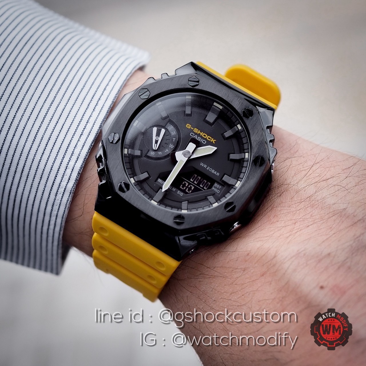 Casioak Ga-2100 AP Yellow Metal Face Black Editon