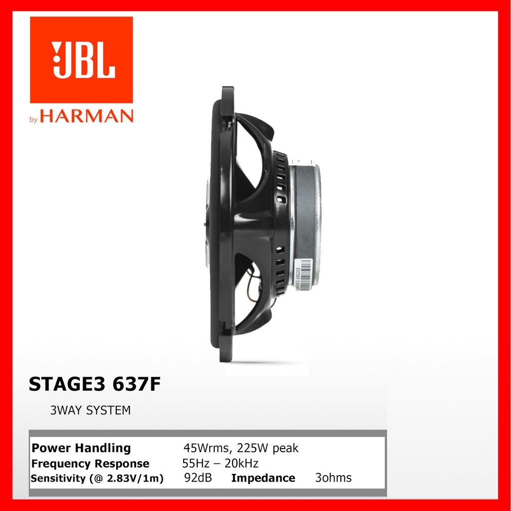 JBL STAGE3 637F ลำโพงแกนร่วมขนาด 6.5นิ้ว 1คู่ แบบ 3ทาง