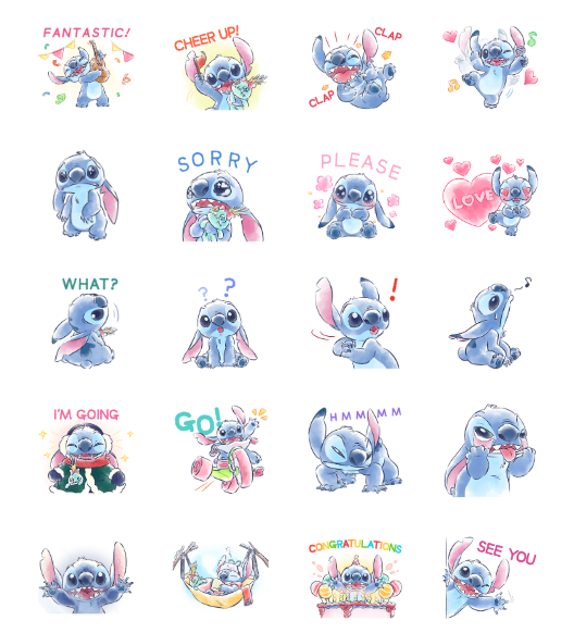 ขายสติกเกอร์ไลน์ สติทช์ สีน้ำอบอุ่น♪