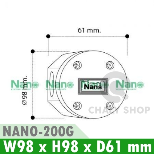 NANO Electric® NANO-200G กล่องกันน้ำพลาสติก ฝาทึบ ขนาด W98xH98xD61 mm (JUNCTION BOX IP65) สีเทา