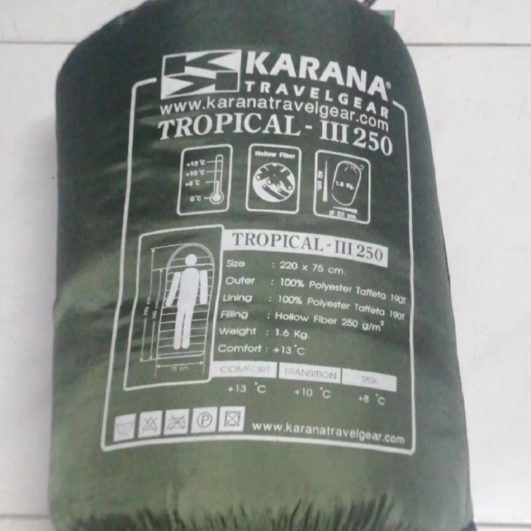 karana ถุงนอน karana รุ่น tropical III 250 เขียวขี้ม้า 75x220