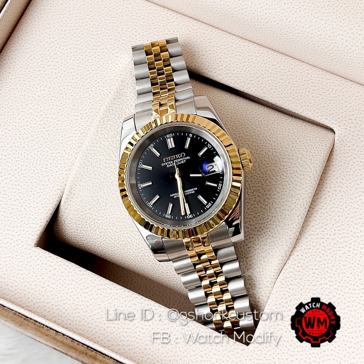 SeikoMod Datejust Two Tone Jubilee Strap 39MM Automatic NH35 Movement
