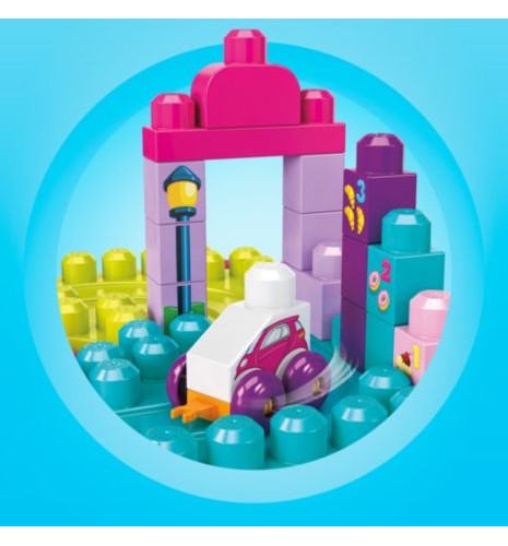 Mega Bloks First Builders Build 'n Learn Table with Big Building Blocks Pink (30 PCS) บล๊อคต่อสำหรับเด็กเล็ก