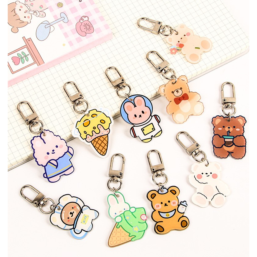 พวงกุญแจ จี้ลายการ์ตูนน่ารัก พวงกุญแจตะขอก้ามปู keychain ลายน่ารัก/AC-001-พวงกุญเเจการ์ตูน