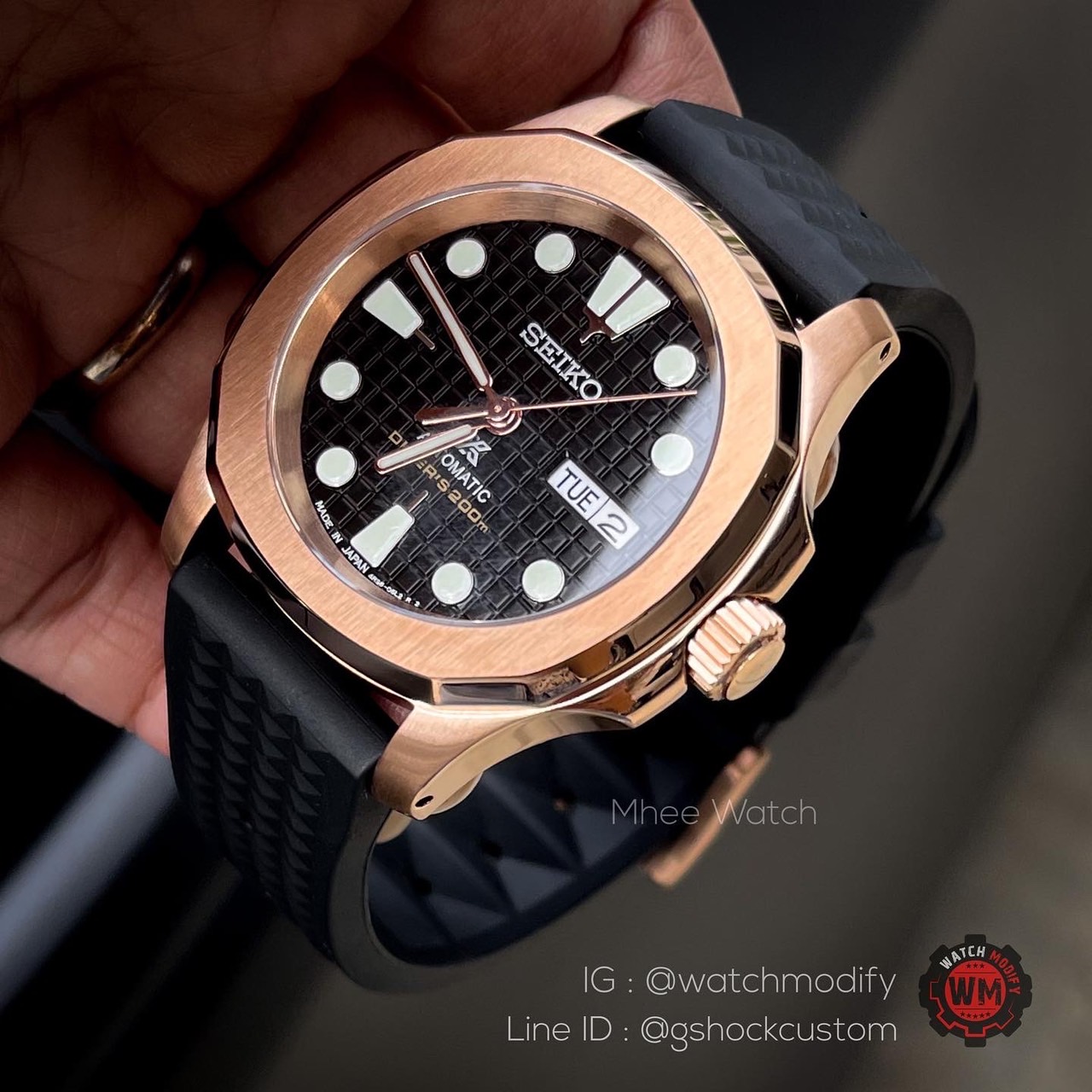 Seiko Mod Aquanaut Model Black Rosegold Waffle Dial Best Quality