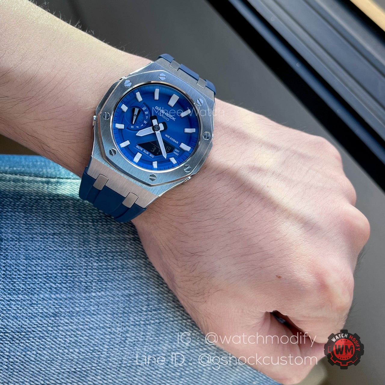 G-Shock รุ่น GA-2100HC-2A custom AP Silver Blue Rubber GEN3 ใหม่ล่าสุด ของแท้ ประกัน 1 ปี