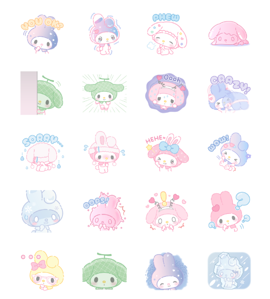 ขายสติกเกอร์ไลน์ My Melody คัลเลอร์ฟูล 50th Anniversary