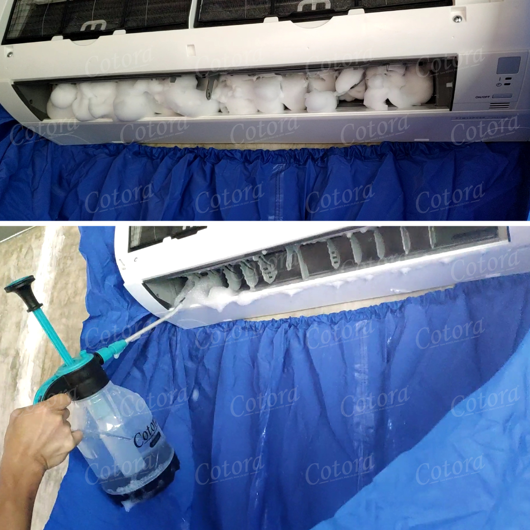 ผ้าครอบล้างแอร์ คุณภาพสูง (แถมฟรี ท่อน้ำทิ้งยาว 2 เมตร)