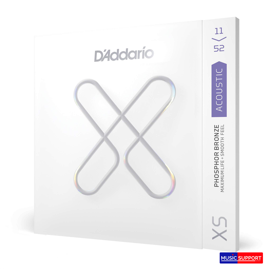 สายกีตาร์โปร่งเคลือบกันสนิม D'Addario XSAPB1152 11-52 Custom Light, XS Coated Phosphor Bronze