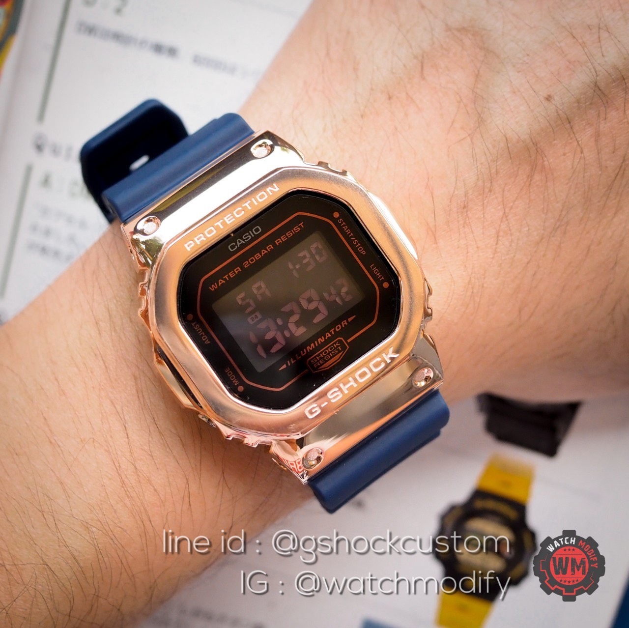 Dw-5600BBM-2 Metal Face Navy Blue Rose Gold