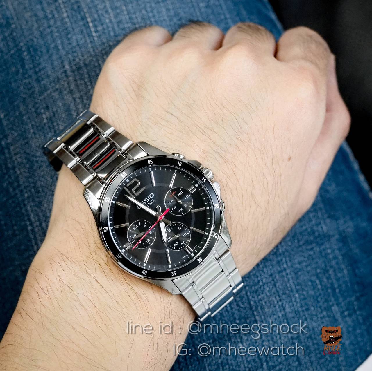 Casio Black Chronograph สายสแตนเลส ของแท้ ประกันศูนย์ไทย