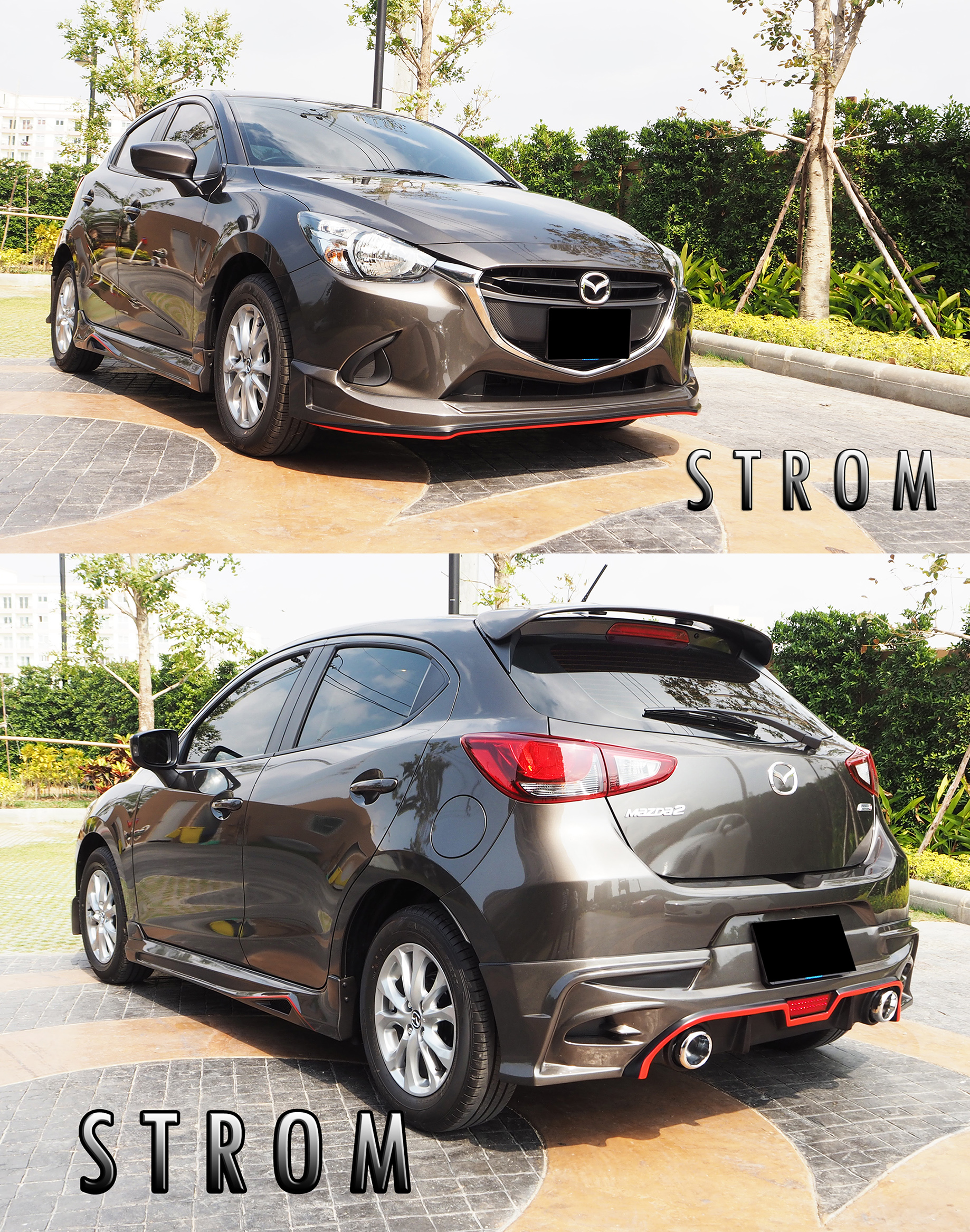 ชุดแต่ง Mazda2 2017 2018 2019 5ประตู STROM, สเกิร์ตรอบคัน Mazda2 Skyactiv มาสด้า2 แต่งสวย
