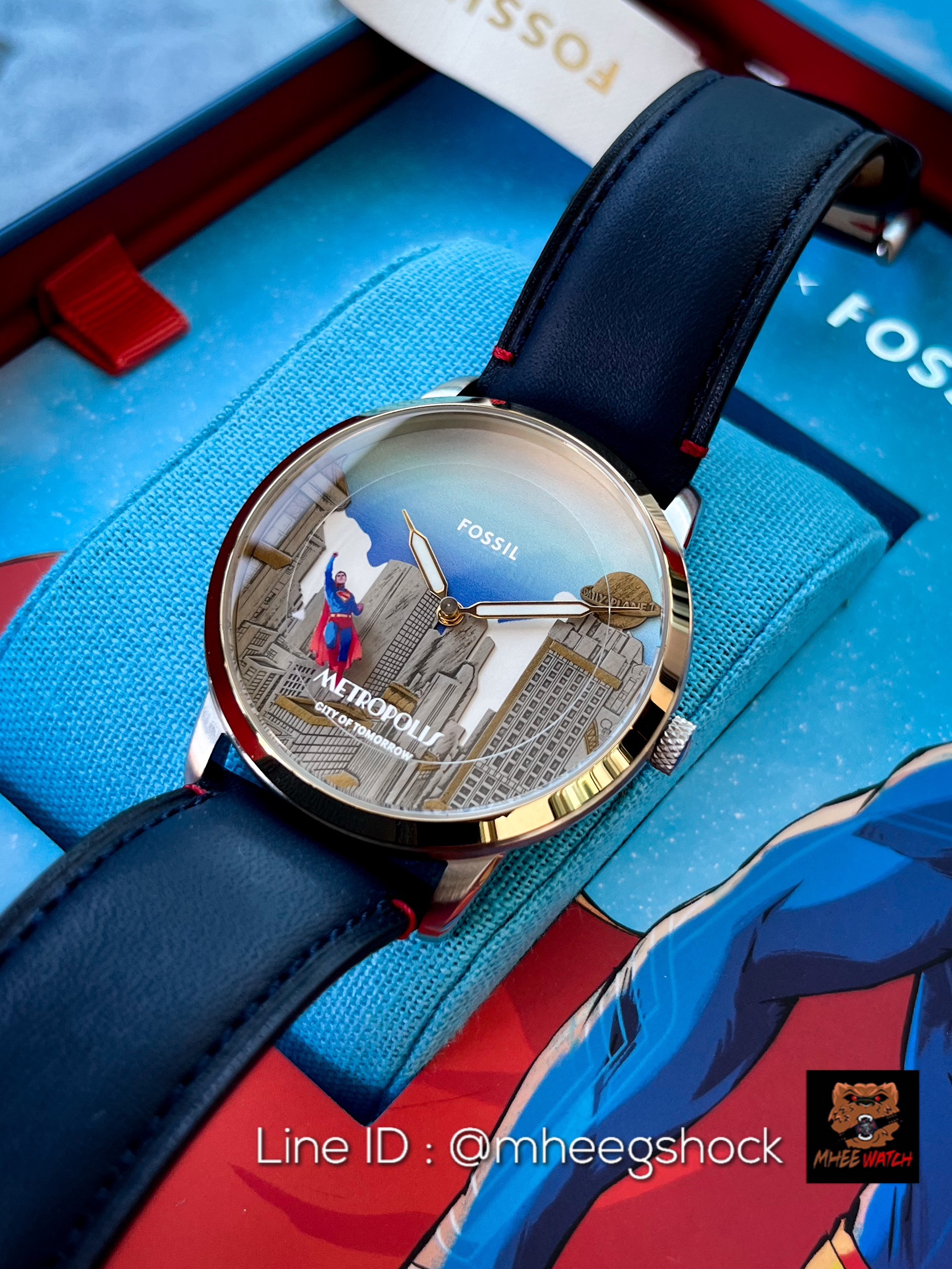 Fossil Watch Superman Limited Edition Blue Leather Strap