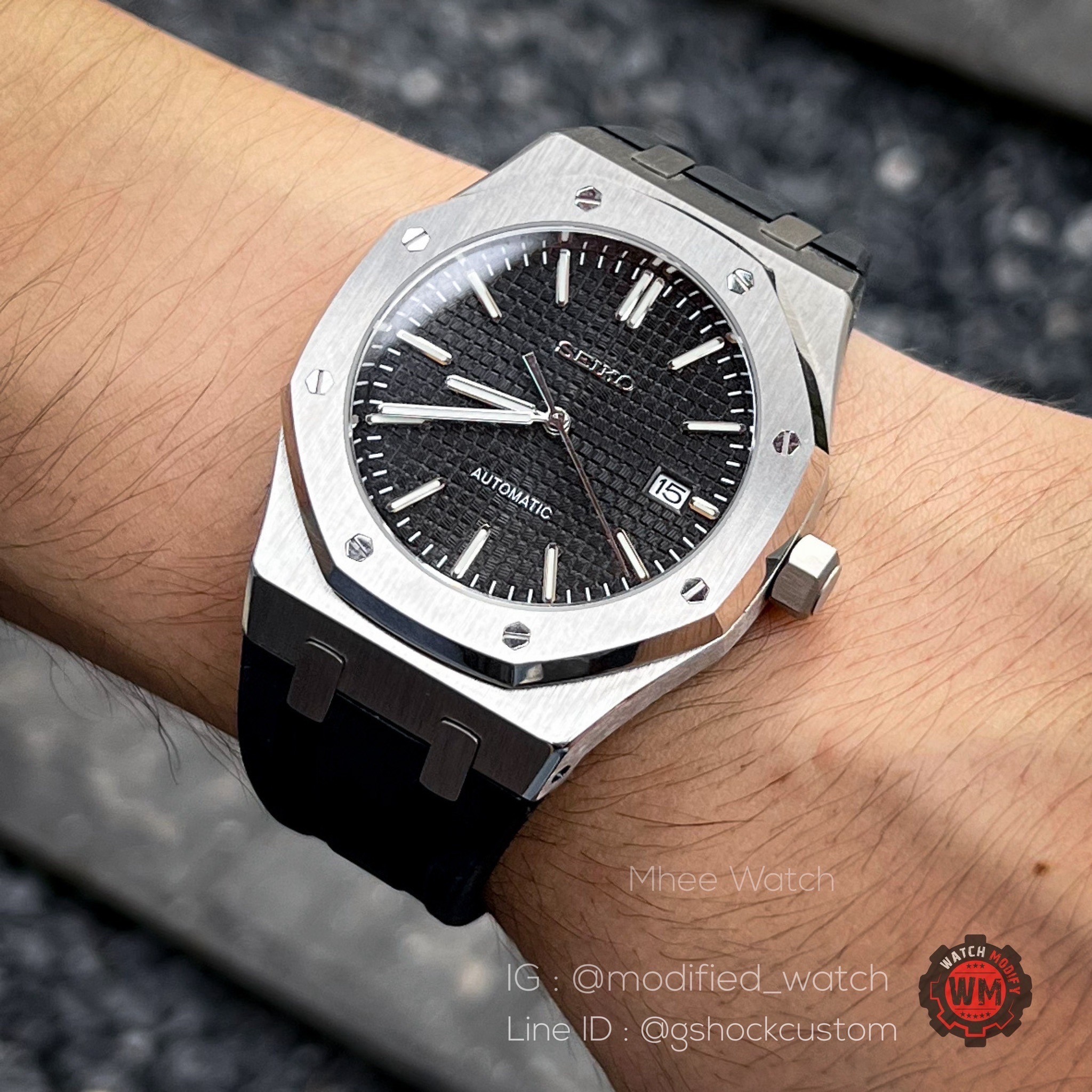 Seiko Mod Automatic AP Style Rubber Strap Open Case Good Quality