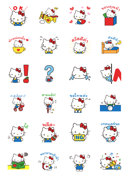 ขายสติกเกอร์ไลน์ Hello Kitty 70's