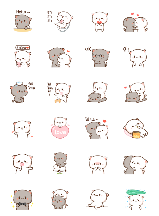 ขายสติกเกอร์ไลน์ แมวเหมียวโมจิพีช และผองเพื่อน