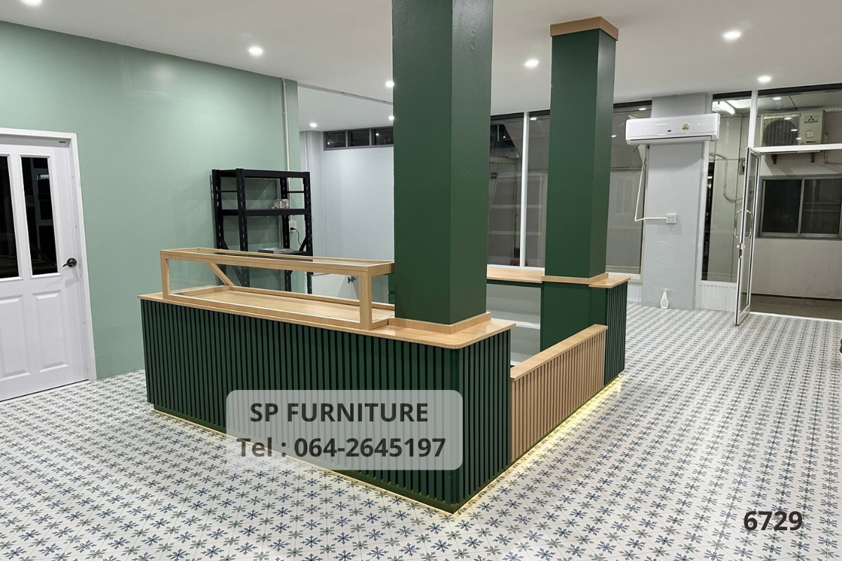 เคาน์เตอร์ร้านเบเกอรี่ เคาน์เตอร์แนววินเทจ เคาน์เตอร์หุ้มเสา