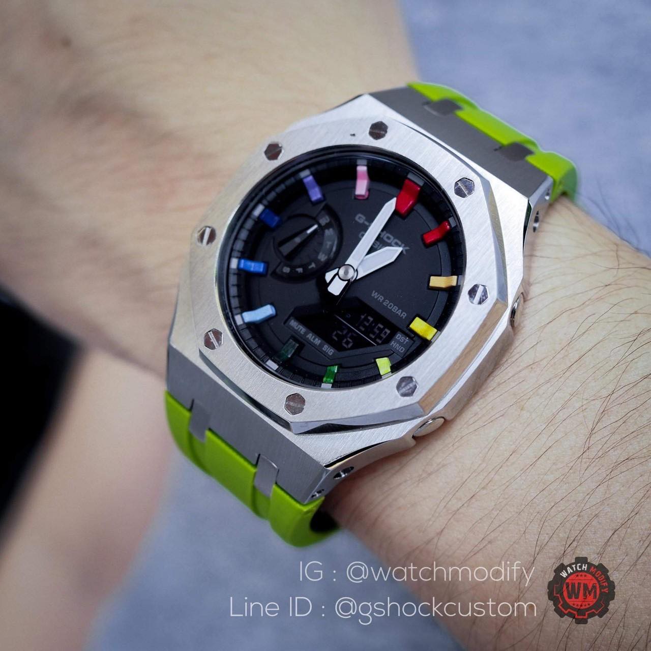 G-Shock AP Rainbow Rubber Stainless Ga-2100 สีเขียวแลมโบ