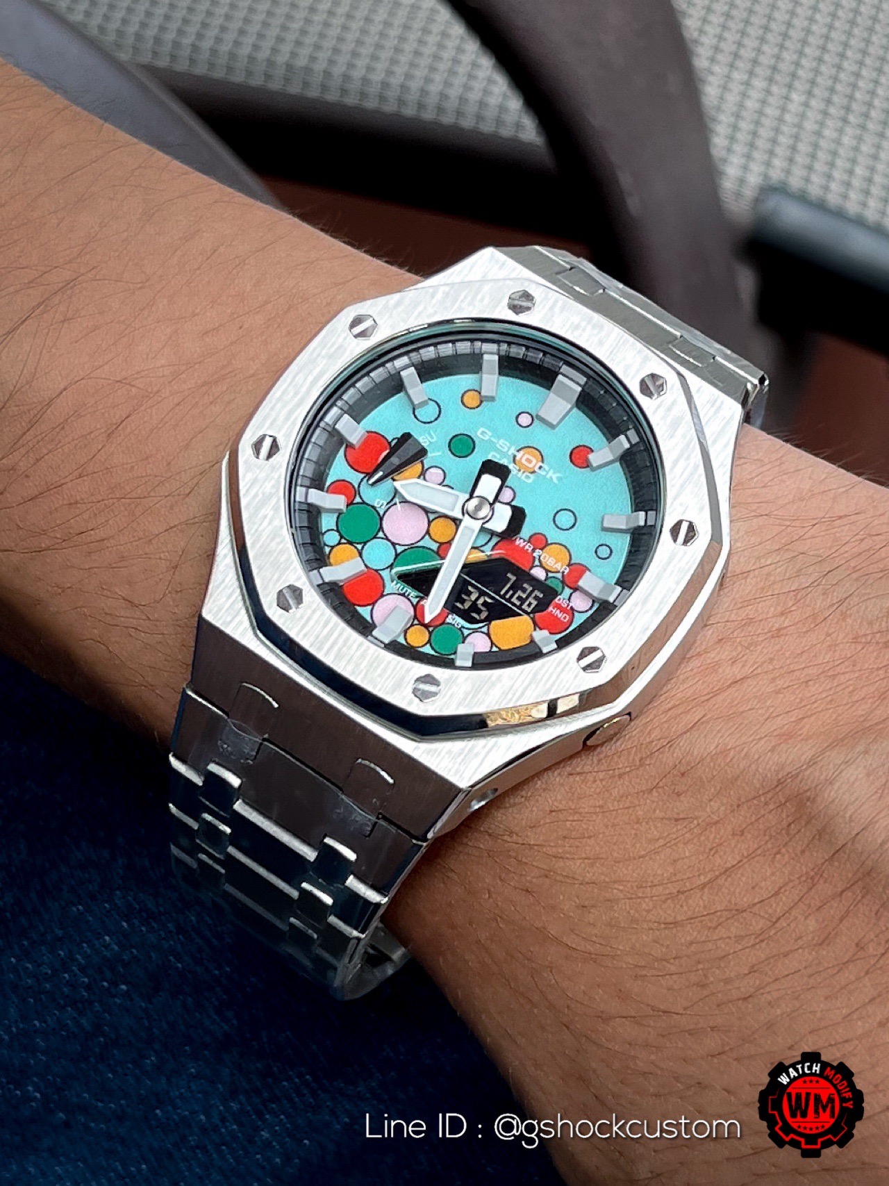 G-Shock Casioak Candy Pop Dial Silver Steel Strap