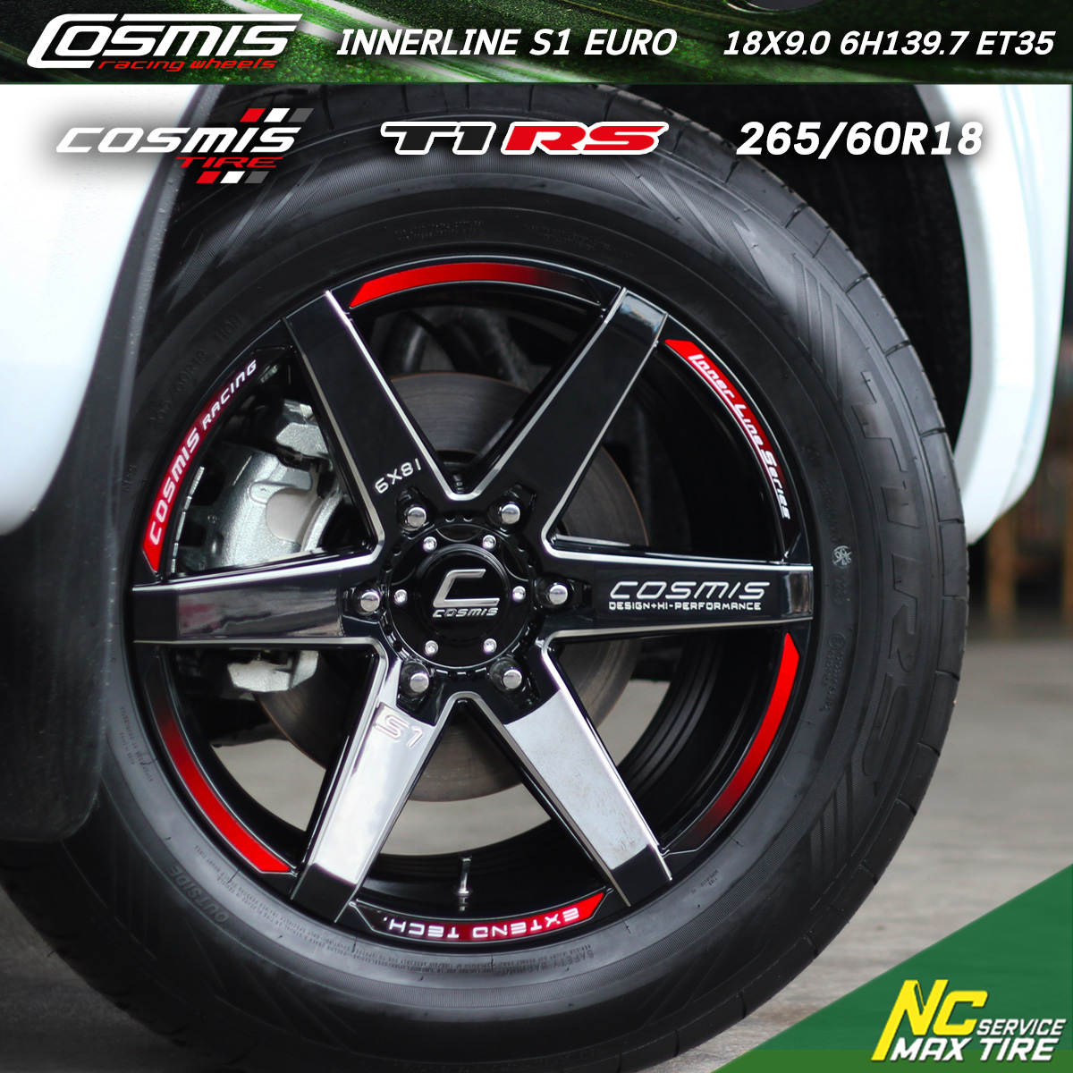 Isuzu D-Max ตัวสูง / ล้อแม็กขอบ18 / Cosmis / Innerline / S1 EURO / 18x9.0 6H139.7 ET35