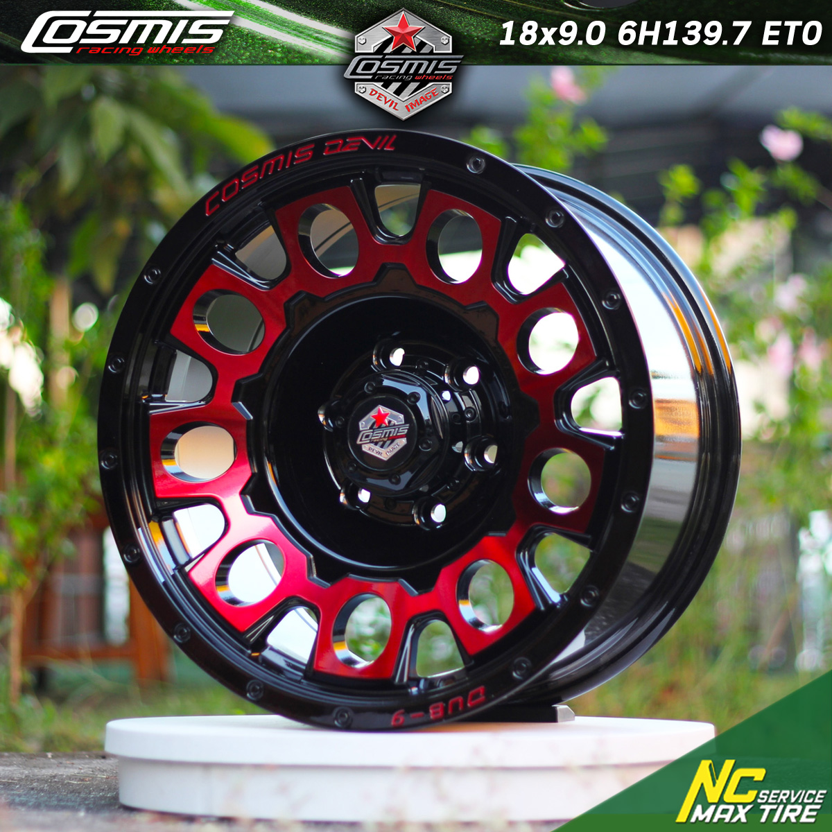 ล้อแม็กสายออฟโรด / OFFROAD / Cosmis / Devil / DUB-9 / 18x9.0 6H139.7 ET0 / ล้อแม็กสีสีหน้าอะโนไดแดงขอบดำ