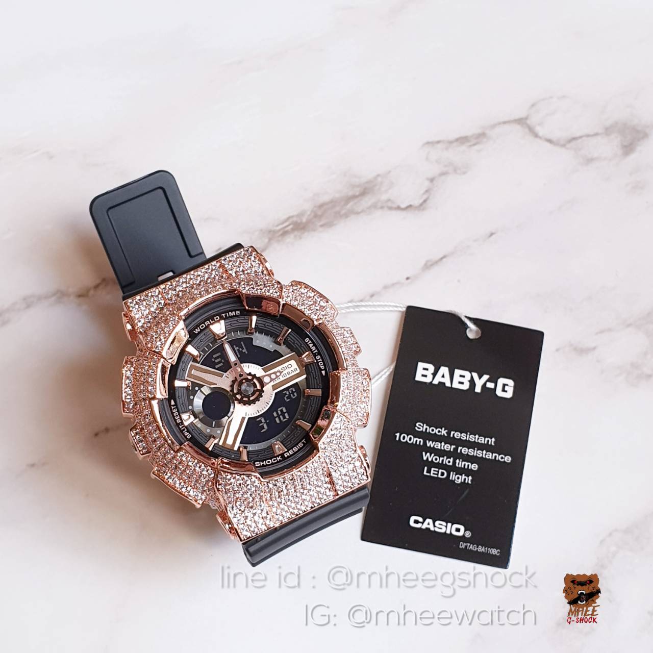 Baby-G กรอบเพชร Black Rosegold