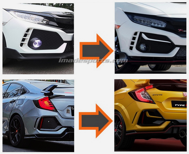 ฝากันชนหน้าและหลัง Civic Type R Minorchange (สำหรับชุดแต่ง Type R2016-2021)