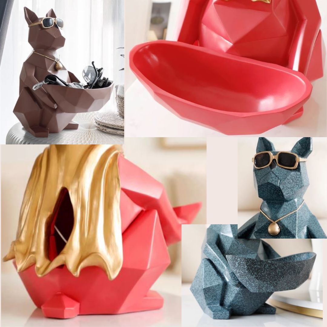 CT194I004 HOMMY กล่องทิชชู่แมวนำโชค กล่องทิชชู่น้องหมา ของแต่งโต๊ะ