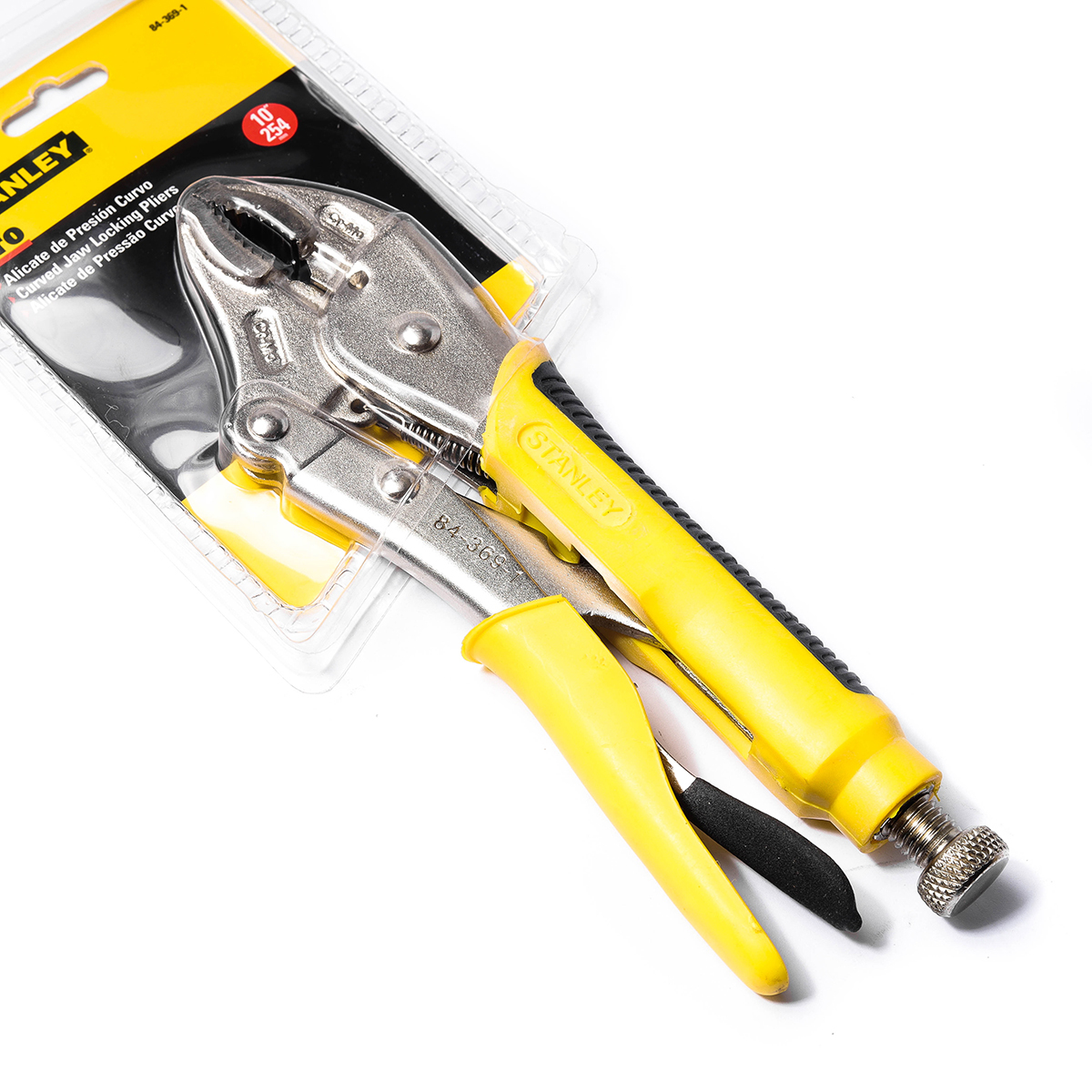 84-369 คีมล็อค ด้ามหุ้มยาง ปากโค้ง 10" STANLEY