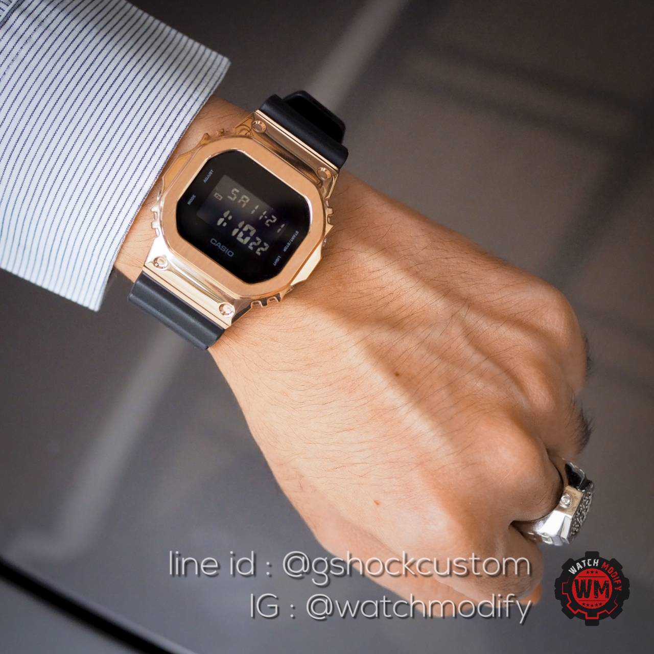 Dw-5600 ยักษ์เล็กCustom ใส่กรอบMetal Rose Gold