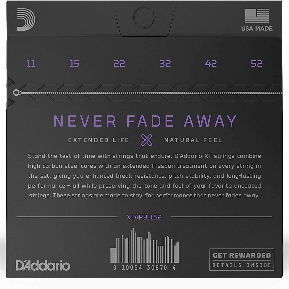 D'Addario XTAPB1152 11-52 Phosphor Bronze, Light, สายกีตาร์โปร่งเคลือบกันสนิม