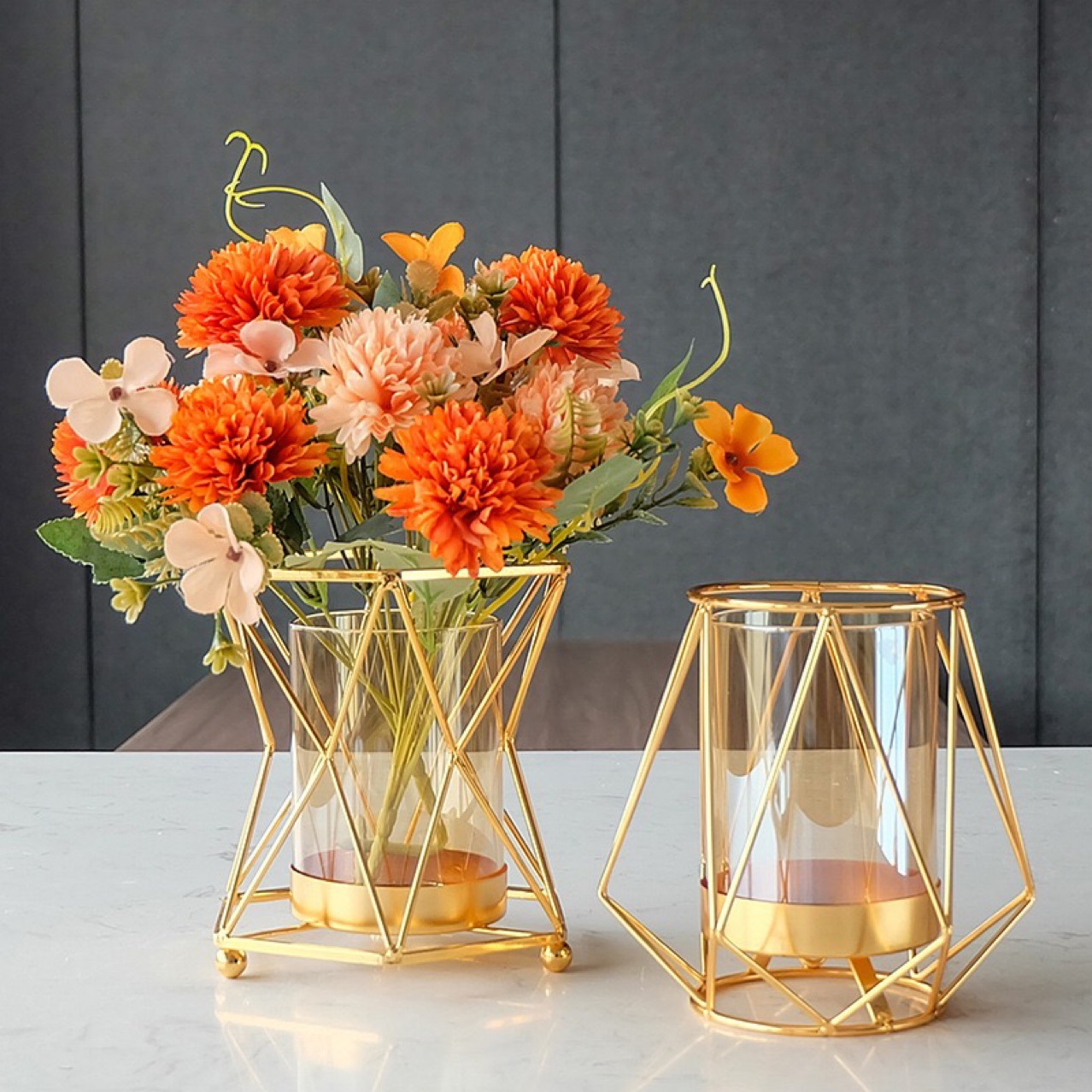 แจกันสีทอง แจกันดอกไม้ แจกันหรู แจกันทองหรูหรา ST505E824