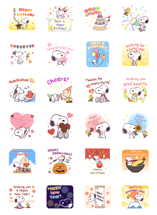 ขายสติกเกอร์ไลน์ Snoopy สติกเกอร์คำอวยพร ใช้ได้ทุกเมื่อ
