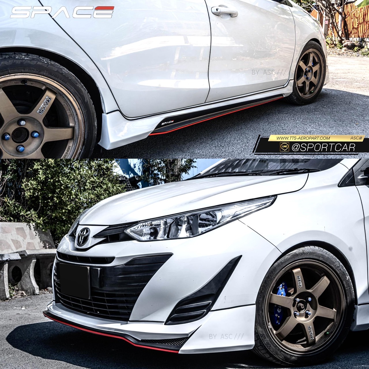 ชุดแต่ง Yaris Ativ Sedan SPACE 2017 2019 2021 4ประตู - สเกิร์ตรอบคัน ยาริส เอทีฟ แต่งสวย งานคุณภาพ ราคาไม่แรง