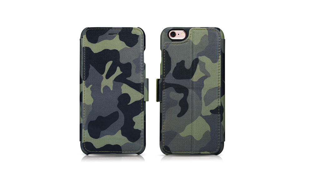 เคสหนัง iPhone 6/6S แบรนด์ iCarer รุ่น Camouflage 624 ออกแบบการใช้งานแบบเปิดข้าง มีช่องใส่นามบัตร, ช่องใส่รูป พร้อมระบบแม่เหล็กช่วยในการปิด/เปิด, ทำจาก หนังวัว (Genuine leather)