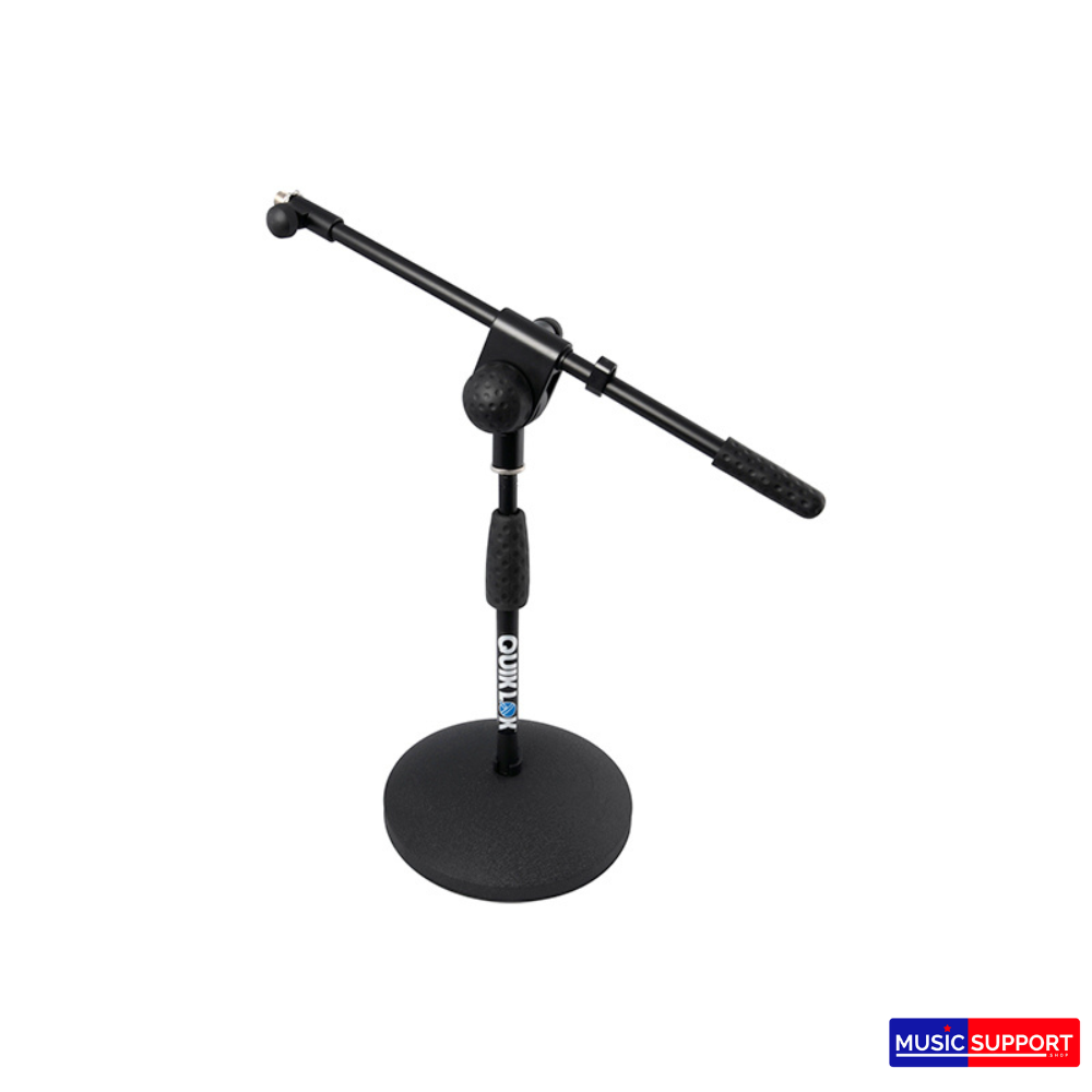 ขาตั้งไมคโ์ครโฟนบูมสั้นแบบแป้นกลม Quiklok A-495 BK EU short round-base microphone stand w/telescopic boom