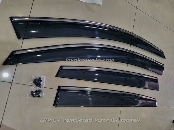 กันสาด CRV G4 พร้อมคิ้วสเตนเลส 2013-2017