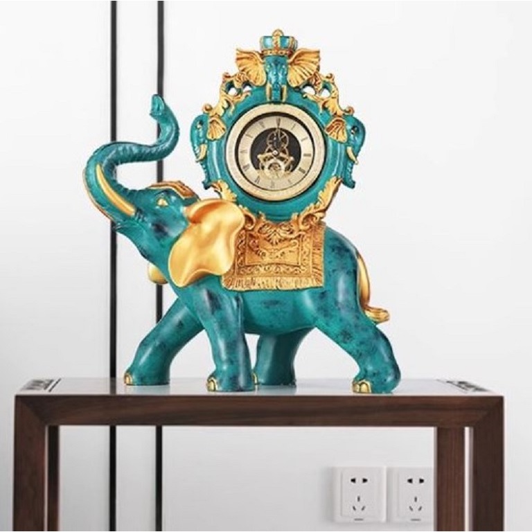 CT215C049 INTERY นาฬิกาช้าง นาฬิกาตั้งโต๊ะ ของขวัญขึ้นบ้านใหม่ แต่งโรงแรม ช้าง Clock