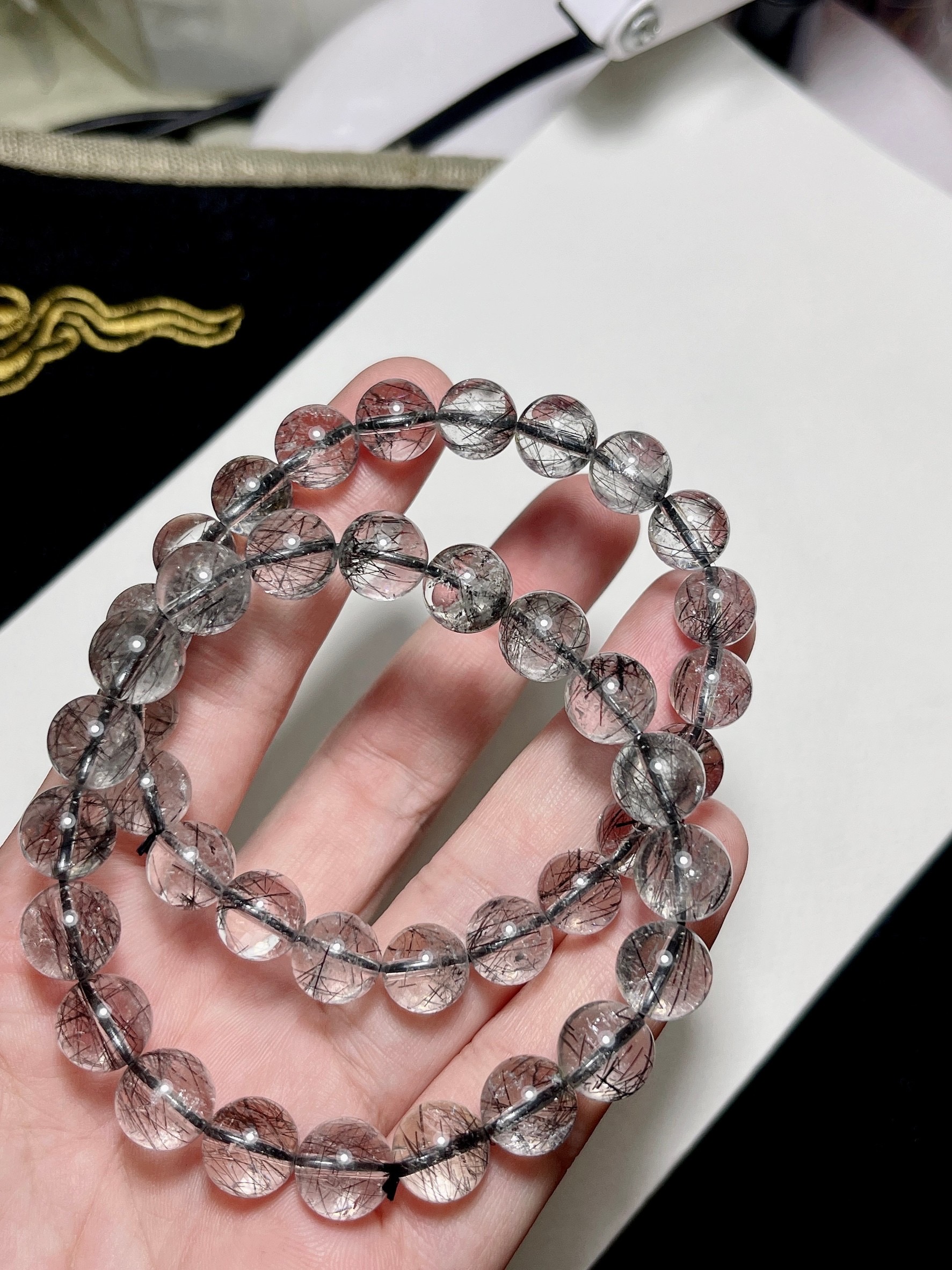 Black Rutilated Quartz AAAA+ 10 MM 2,390B