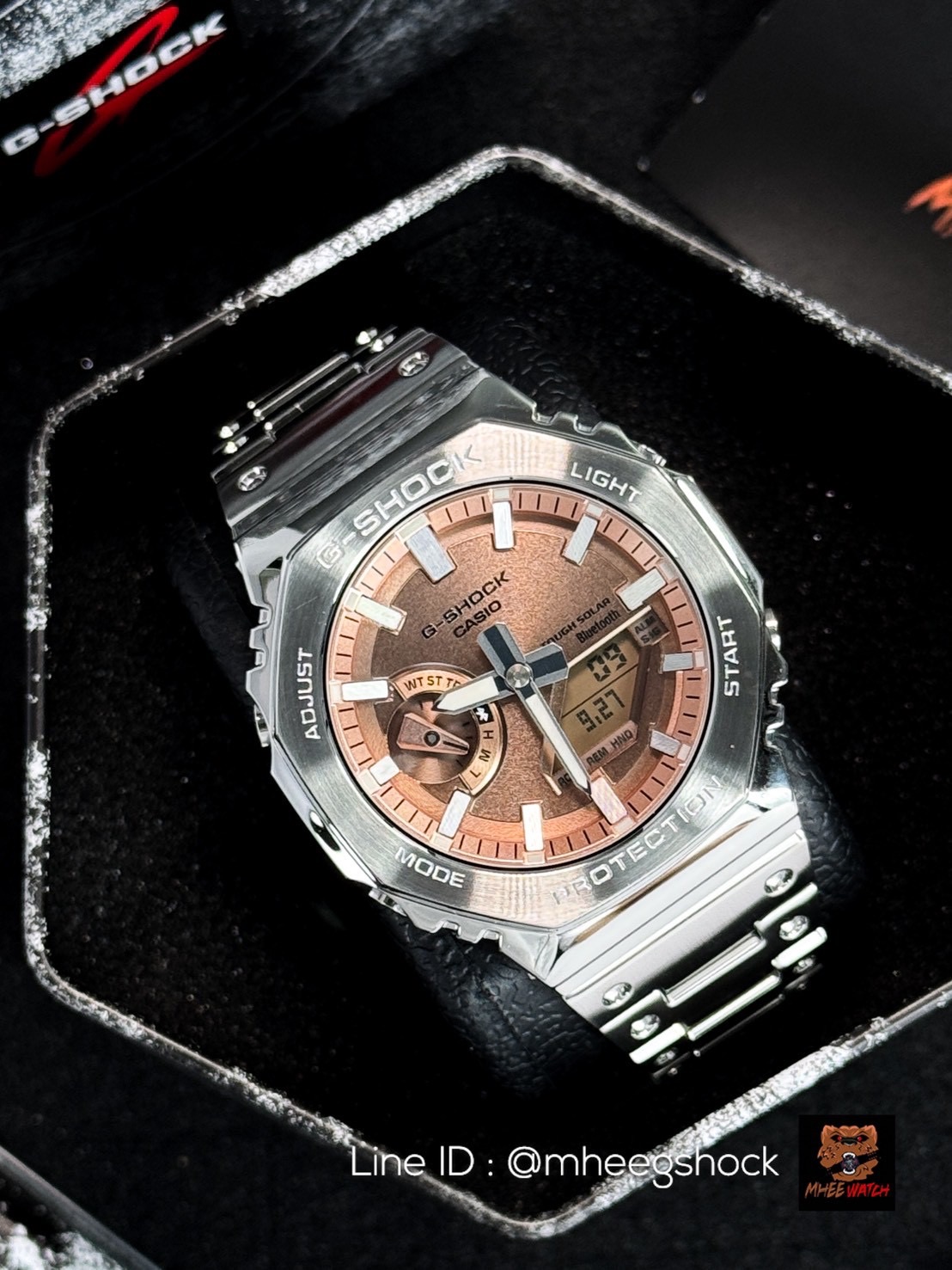 G-Shock Full Metal Bluetooth Rosegold Dial Silver Strap