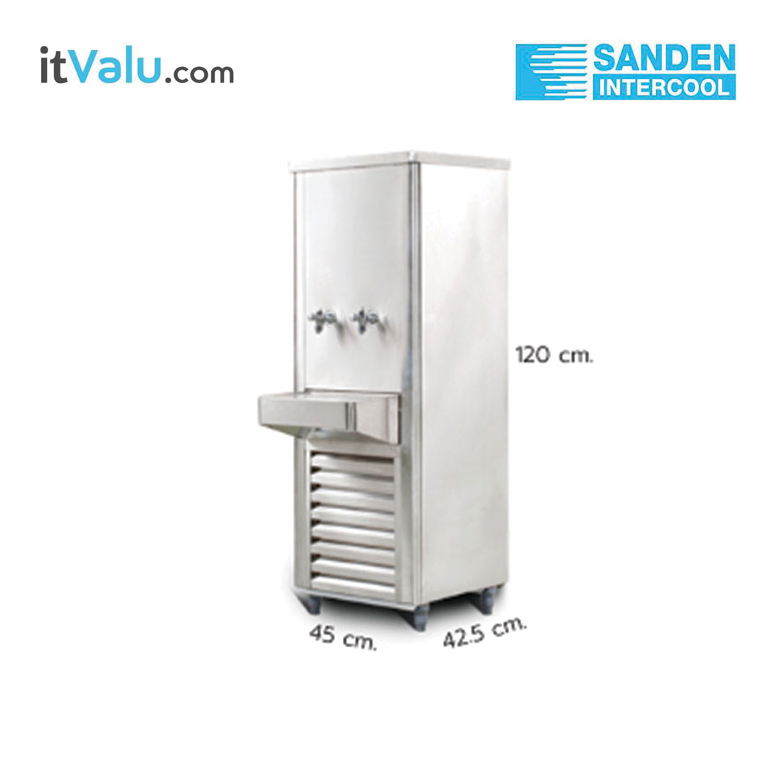 ตู้ทำน้ำเย็นสเตนเลส SANDEN 2 ก๊อก รุ่น SWC-215 S ความจุ 62 ลิตร /2.19 คิว ขนาดตู้ 45 x 42.5 x120 ซม. การรับประกัน 1 ปี