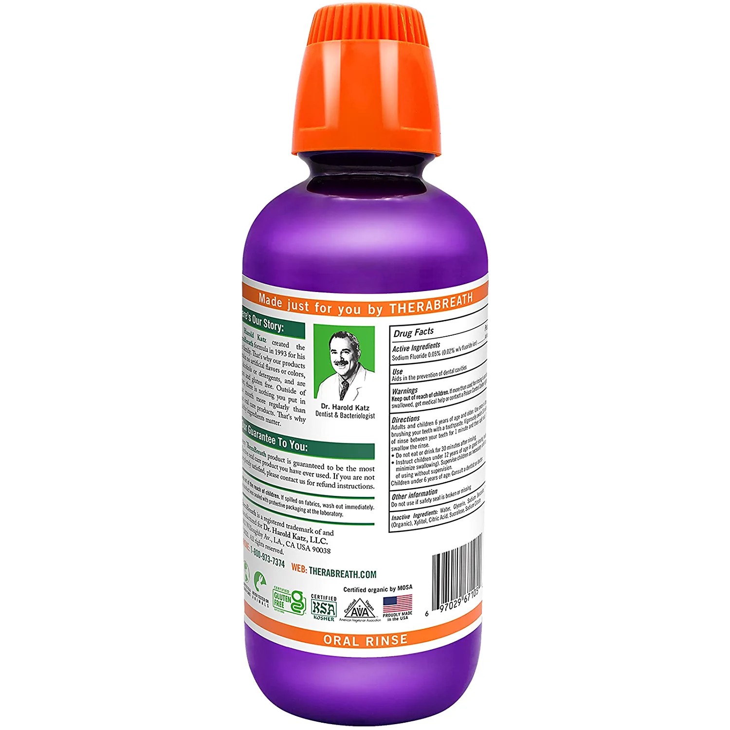 น้ำยาบ้วนปากป้องกันฟันผุสำหรับเด็ก TheraBreath for Kids Dentist Formulated Anti-Cavity Oral Rinse, Organic Gorilla Grape