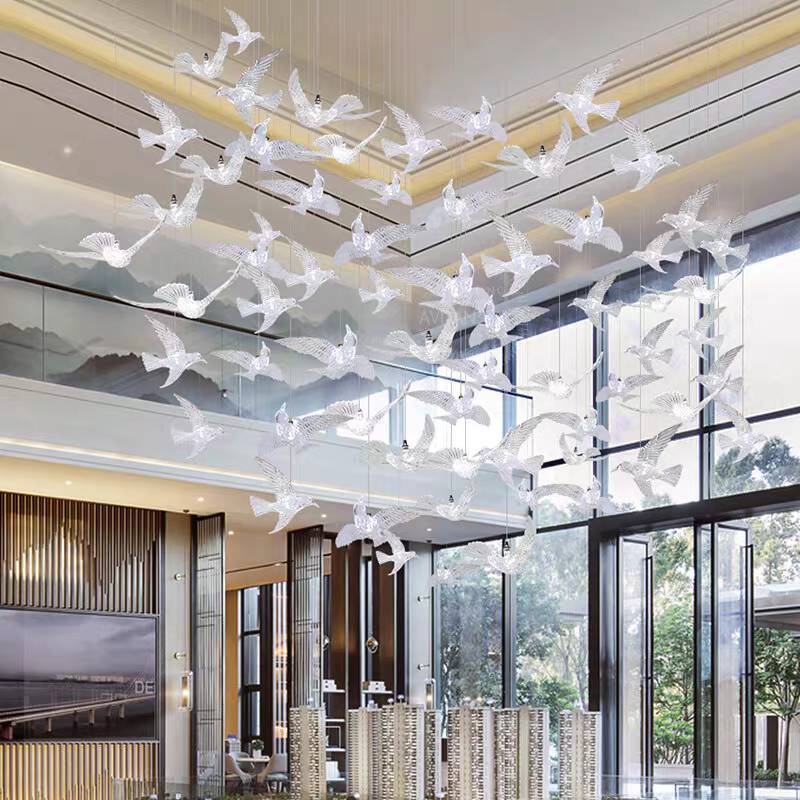 CT195A175 SOTMIA โคมระย้านก โคมไฟระย้าโถงบรรได Chandelier แชนเดอเรียยาว