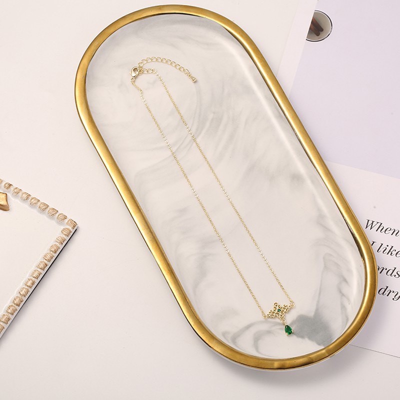 TS061D029 HOMMY ถาดวาดของ ถาดใส่อาหาร ถาดลายหินอ่อน ลายหินอ่อน ถาดขอบทอง ถาดลายหินอ่อนแบบวงรียาว