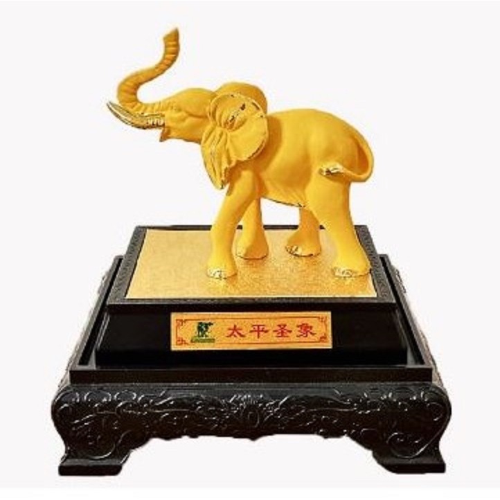 CT232B176 HAOYUN ช้างมงคล สีทอง มงคล ของขวัญเลื่อนตำแหน่ง ของขวัญขึ้นบ้านใหม่ ขนเงินขนทอง รับทรัพย์ โมเดลทรายทอง