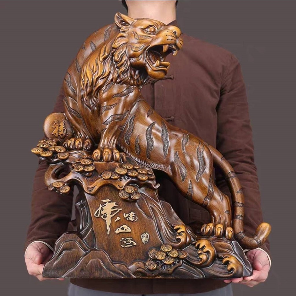 CT227B171 HAOYUN โมเดลเสือ เสือคำรามภูเขาและแม่น้ำโชคดี มงคล ของขวัญเลื่อนตำแหน่ง ของขวัญขึ้นบ้านใหม่ ขนเงินขนทอง รับทรั