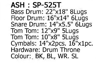 กลองชุด ASH-SP525T /Black/Blue/Rad